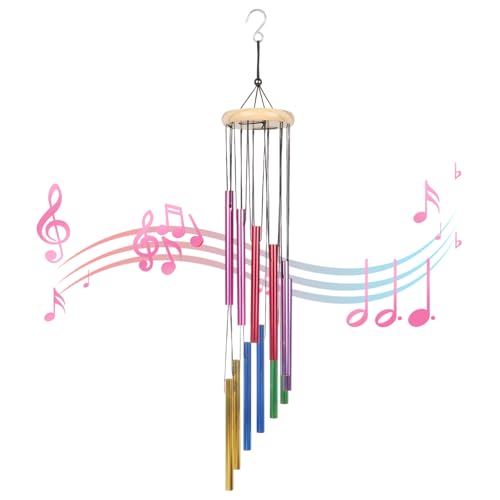 TAGMEIU Wind Chimes for Garden Colorful Wind Chimes with 12 Aluminum Tubes