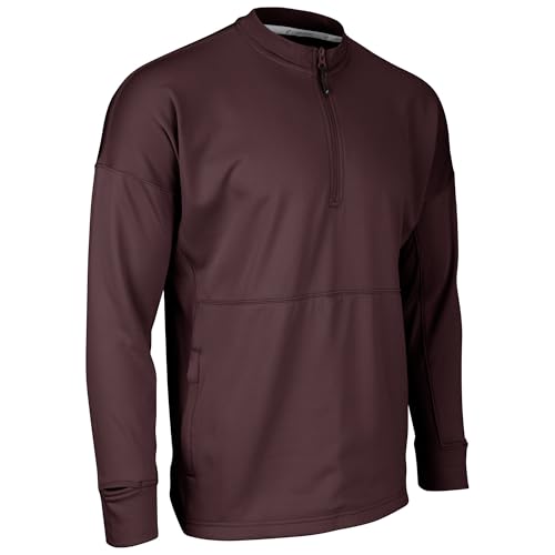 CHAMPRO Lineup Fleece Men's 1/4 Zip Crew, Men's 2X-Large, Maroon