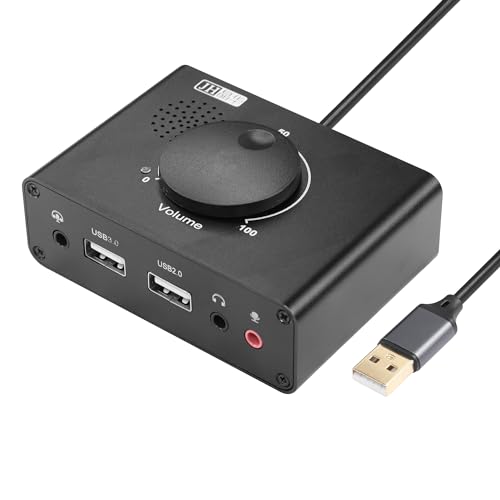 CERRXIANR Tarjeta de Sonido Externa USB con Control de Volumen,