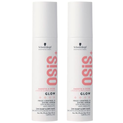 Schwarzkopf Professional OSiS Glow - Suero antifrisottis brillo sin silicona, protección térmica para cabello opaco y suecos facilita el peinado ligero 50 ml - lote de 2