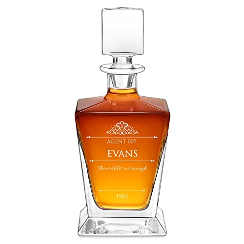 Maverton Personalised Whiskey Decanter for Man - Elegant Geometric Carafe for him - Geometric Model - Engraved Glassware for dad - Barware for Birthday - for Connoisseur - Agent -