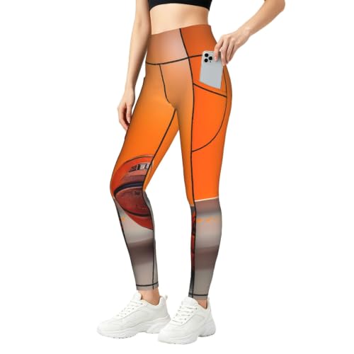 Pantalon de yoga ample anti-frottement imprimé orange pour running et fitness