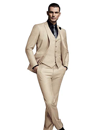 CALVINSUIT Homme Costume pour Hommes 3 pièces entailles Revers Tuxedos garçons d'honneur de Mariage (Veste + Gilet + Pantalon) Cover