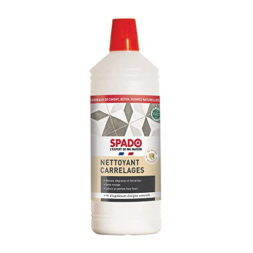 SPADO - Nettoyant carrelages - Nettoie, dégraisse et fait briller - Sans rinçage - Parfum fleuri - Au savon de Marseille - 97% ingrédients naturel - 1 L -...