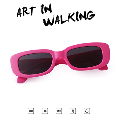 Image of ADE WU Rectangle Sunglasses for Women Men Retro 90s Sunglasses Trendy Black Tortoise Shell Glasses Y2K