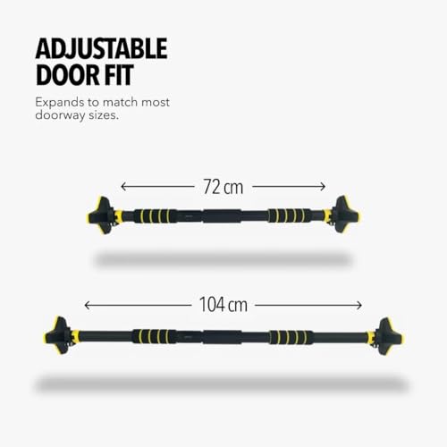 Image of SKYCELL Door Pull Up Bar For Home Workout Wall Mounted Pull Up Doorway Bar for Men, Women & Kids Without Screw Doorway Hanging Rod 27-40 inches | Weight upto 200 Kg (Yellow & Black)
