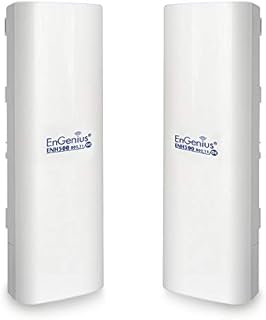 EnGenius Technologies ENH500v3 Wi-Fi 5 Wave 2 Outdoor AC867 5GHz Plug-n-Play Wireless Bridge, PTP/PTMP, IP55, 27dBm, 16 dBi High-Gain Antenna, Long Range up to 5 Miles, Gigabit Port [2-Pack]