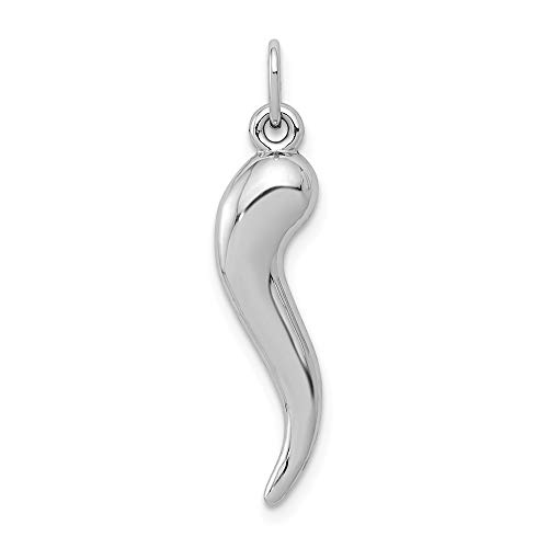 Solid 14K White Gold Italian Horn Charm