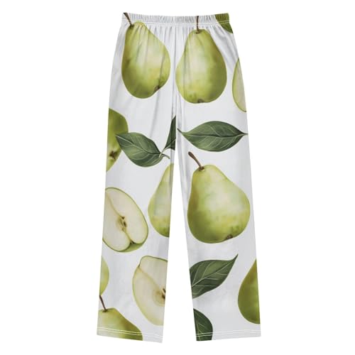 Pear with Leaf Boys Long Pants Soft Trousers Elastic Waist Kids Lounge Bottoms with Pockets S-XL2