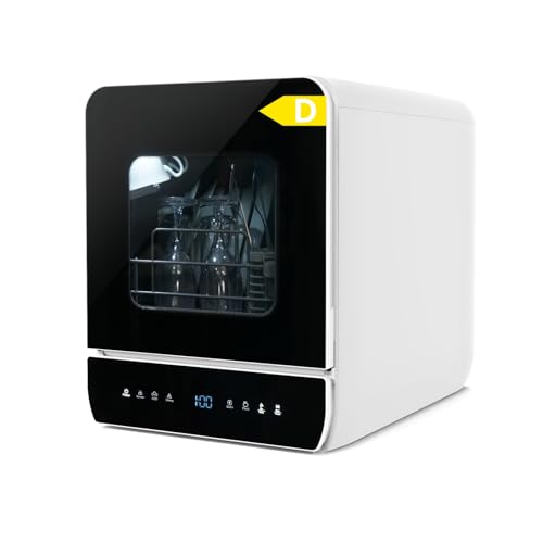 eklipt Mini Geschirrspüler für 3 Gedecke, Tischgeschirrspüler mit 7 Programme mit Trocknungsfunktion, mit/ohne Wasseranschluss Benutzbar, Spülmaschine 4.8L, Touch Control für Wohnmobile Wohnungen
