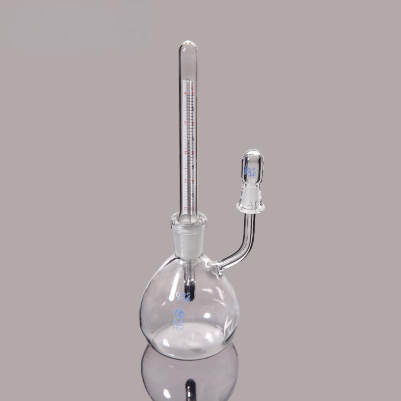 Picnómetro de vidrio de laboratorio de 25 ml y 50 ml con termómetro - Botella de precisión de gravedad específica(50ml)