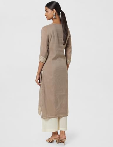 Image of BIBA Women Polyester Straight Fit Yarndyed Kurta