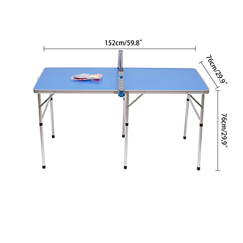 Tischtennis Platte Klappbar Tischtennis Set, Tischtennisplatte Indoor Outdoor Tischtennisschläger Set mit Tischtennis Set, Netz, 2 Schläger, 3 Bälle, Tischtennisplatte Outdoor 152x76x76cm – Bild 5