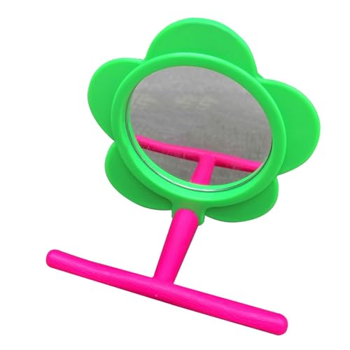 Juguete de soporte para loro, percha interactiva de madera para loro, espejo de loro resistente a las mordeduras con soporte, accesorios para jaula de pájaros para periquitos, gorriones