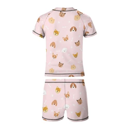 Dog Breeds HeadChildren's Swimsuits Boys Two Piece Suit8-10Y（130cm）4