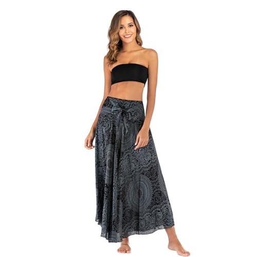 Women 2 in 1 Floral Print Long Skirt Elastic Waist Maxi Skirts with Adjustable Strap Holiday Beach Dress4