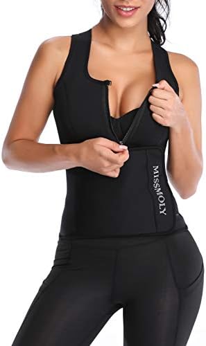 KIWI RATA Women's Neoprene Sauna Sweat Vest Tank Top Waist Trainer Shaper with Adjustable Waist Trimmer Belt(US Size)