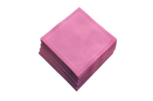 NOBLE NAPKINS Luxury Cotton Cloth Cocktail Napkins, Disposable Napkins, Bar Napkins, Also Suitable for Parties, Events, Birthdays, Holidays, Special Occasions, 4.5x4.5, 50 Count, Pink