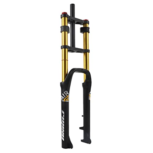 Qhiyrze Snow Bike Fat Fork 26 Inch Downhill Mtb Air Suspension Fork Travel 140Mm Double Shoulder 28.6Mm Straight Tube Front Fork Qr 9X135Mm Fit 26X4.0 Tire Electric Mountain Bike (Color : Gold) #TOP4