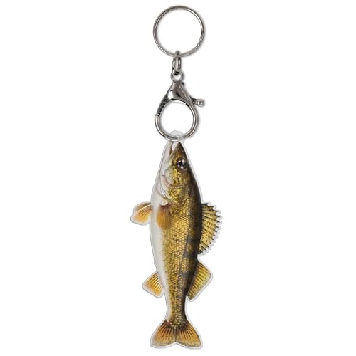 V-DECORPARKS Walleye Fish Keychain - Personalized Walleye Fishing Keychain Gifts