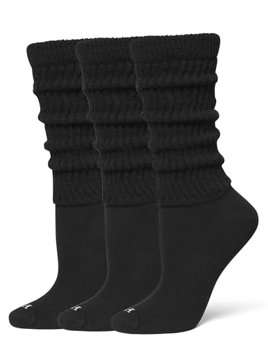 HUE Women's Slouch Socks, Slouchy Socks for Women (3-Pack) Black/Black/Black