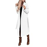 Women Faux Wool Pea Trench Coat Elegant Notch Collar Thin Long Jacket Ladies Slim Long Belt Womens R