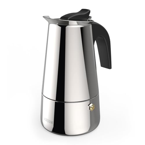 Xavax | Caffettiera italiana in acciaio inox (Espresso, 4 tazze da 200 ml, adatta a tutti i tipi di cucina), colore argento.