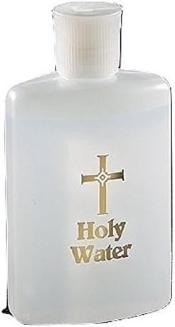 JMJ Products, LLC Frosted Holy Water Bottle with Flip Top Cap and Blue Cross Design, 4 oz