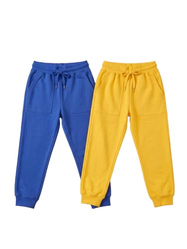 Image of KiddoPanti Boys Solid Fleece Track Pants | Cotton Poly Fleece Fabric | Ankle Length Bottom Rib | 2 Front Patch Pocket | Elastic Waist & Drawcord | Jogger Track Pants for Boys
