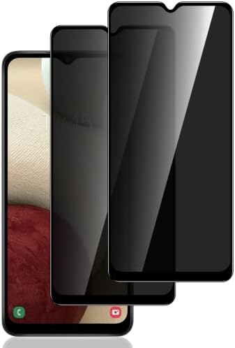 [2 Pack] for Samsung Galaxy A12 / A13 / A32 5G / A42 / A03S / A03 / A02S / A02 Screen Protector, Anti Spy Privacy Screen Protector Tempered Glass Film, 9H Anti Scratch No Bubble Easy Install - Black