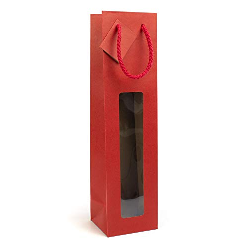 Lot de 10 sacs à bouteille pour 1 bouteille de champagne/vin avec cordon textile et fenêtre Rouge 100 x 90 x 385 m Cover