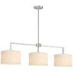 3 Light 42" White Fabric Hanging Brushed Nickel Pendant Ceiling Light Ktichen Island