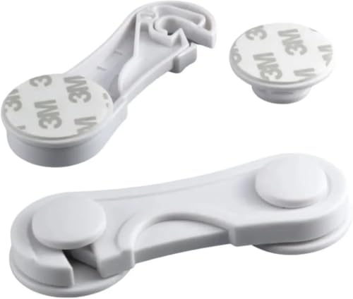 Kit 4 Travas de Segurança Infantil para Porta, Gaveta e Armário | Trava Multiuso para Bebê e Criança com Adesivo Dupla Face Sem Furos | Proteção para Móveis, Eletrodomésticos e Guarda-Roupa Branco (4)
