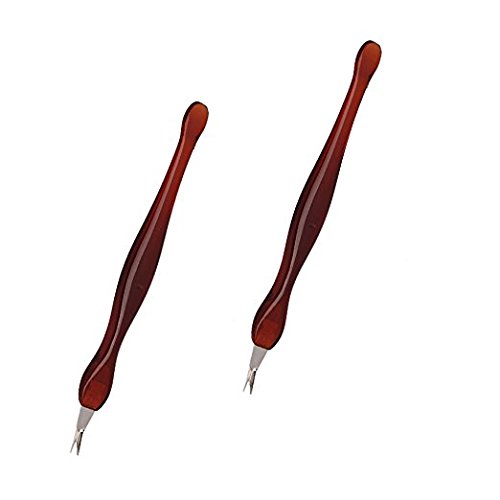 Cjeslna 2 Pack Practical Nail Art Tools Pedicure Cuticle Trimmer Dead Skin Callus Removal Fork Brown #TOP10