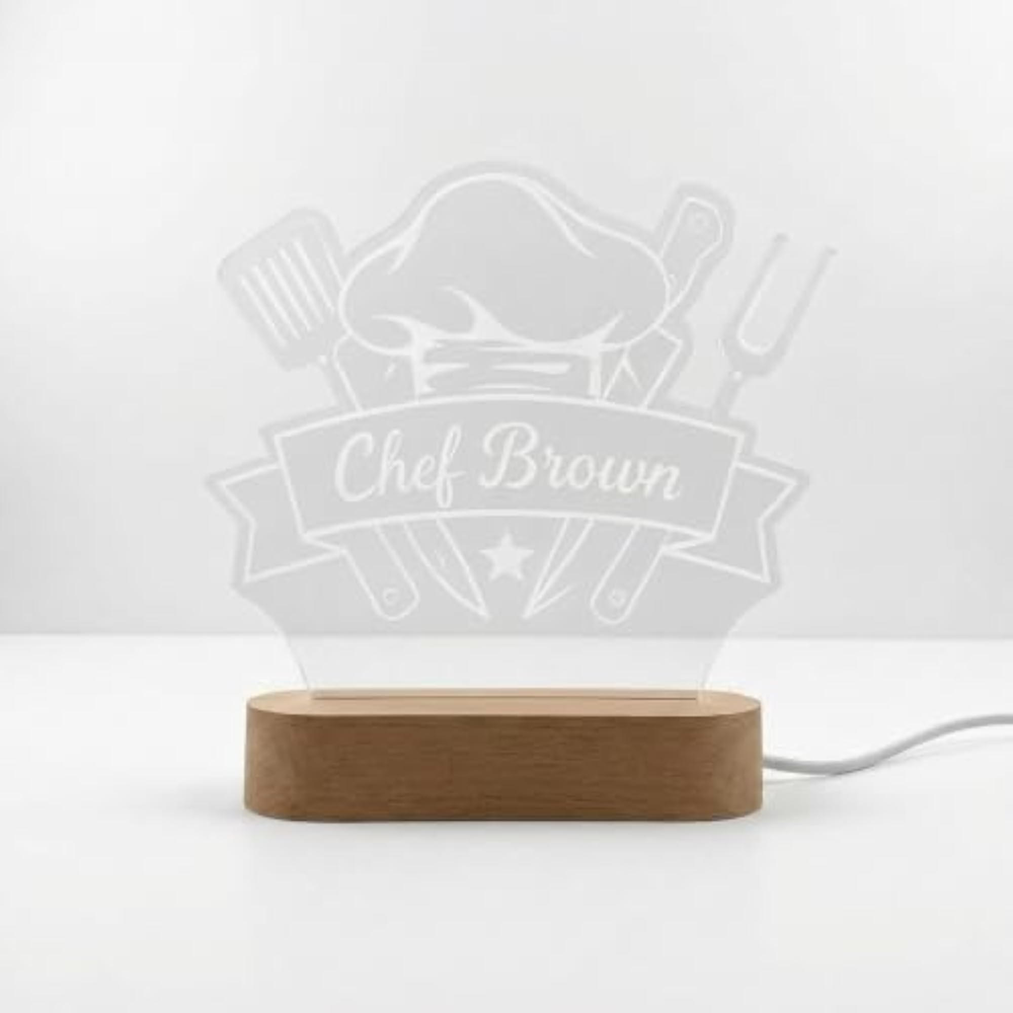 Personalized LED Chef Name Plate Acrylic Desk Lamp