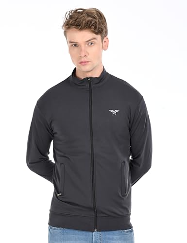 Image of HALFSPACE Men's Lycra Jacket - Lightweight Stretchable Sports & Gym Jacket with Zipper Pockets - Full Sleeve Activewear for Casual & Running