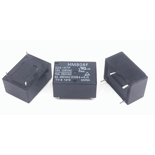 Relé HM808F-024-HTP de 16A soporta alta carga continua de 24VDC con cuatro pines de conexión firme