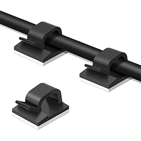 WIIBROOK 50pcs Cable Clips, Adhesive Cable Organizer Cord Holder, Durable Strong Cable Wire Management for Car, Office and Home (Black) Cover