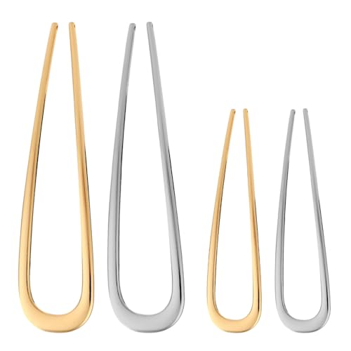 4pcs Épingle cheveux U métal allié chignon torsade or argent