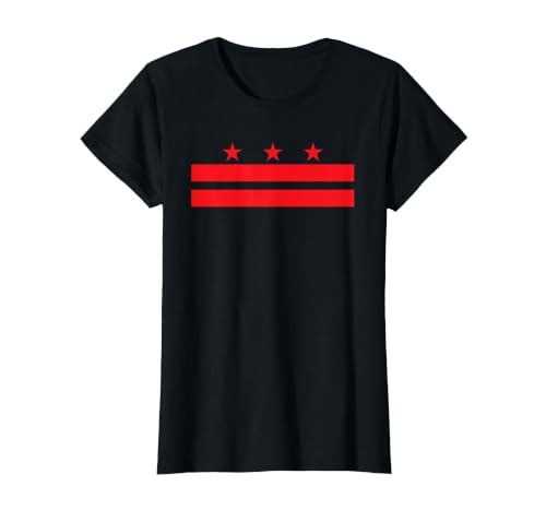 Washington DC Flag T-Shirt T-Shirt, Women, Black, X-Large