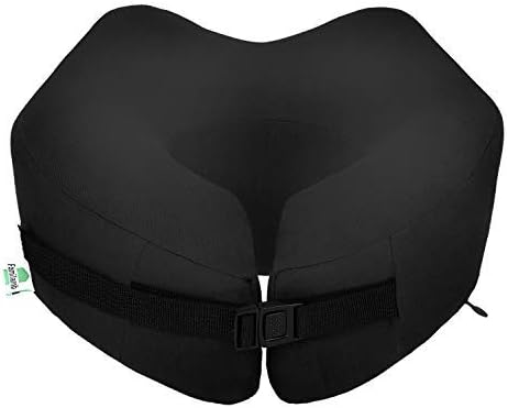 Travel Pillow Memory Foam Neck Pillow with Washable Cotton Cover-Ergonomic Design -Neck Head Chin Support Soft Pillow- Airplane Travel Kit with Bag,Eye Masks and Earplugs Black