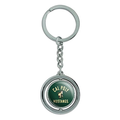 GRAPHICS & MORE Cal Poly Mustangs Logo Keychain Spinning Round Chrome Plated Metal