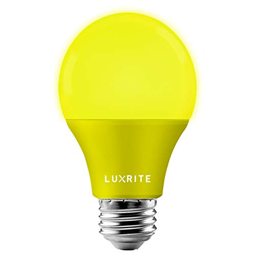 LUXRITE A19 Yellow LED Bug Light Bulbs, 60W Equivalent, Non-Dimmable,