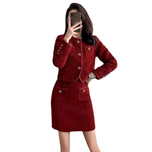 Ensemble tweed femme de qualité supérieure avec veste patchwork ajustée