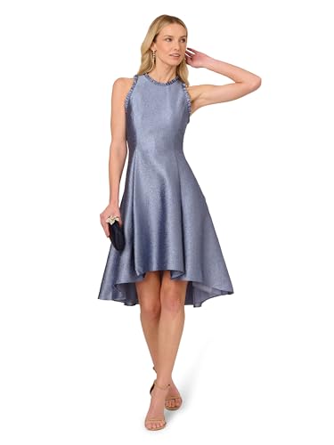 Image of Adrianna Papell Printed Jacquard High-Low Hem Party Dress