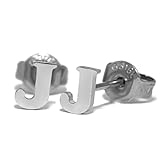 [凛りん] ピアス 金属アレルギー対応 つけっぱなし イニシャル サージカルステンレス 両耳用 2個セット (J)