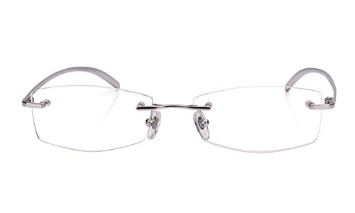 Image of Agstum Pure Titanium Rimless Glasses Prescription Eyeglasses Rx (Silver