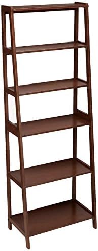 Amazon Basics Classic 5-Tier Open Bookcase with Solid Rubber Wood - Walnut