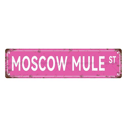 MOSCOW MULE ST Vintage Metal Tin Sign, Street Sign, Home Decor, Room Decor, Wall Decor, Bathroom Decor, Bar Decor, Cafe Decor, Garage Decor, 16 x 4 Inch