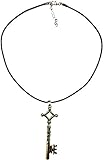 Titan Anime Key Pendant with Faux Leather Cord Necklace Gold